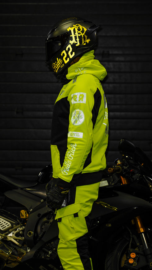 Ride Rich Regency V2 Flow Mesh Armoured GP Softshell Motorcycle Jacket - Yellow